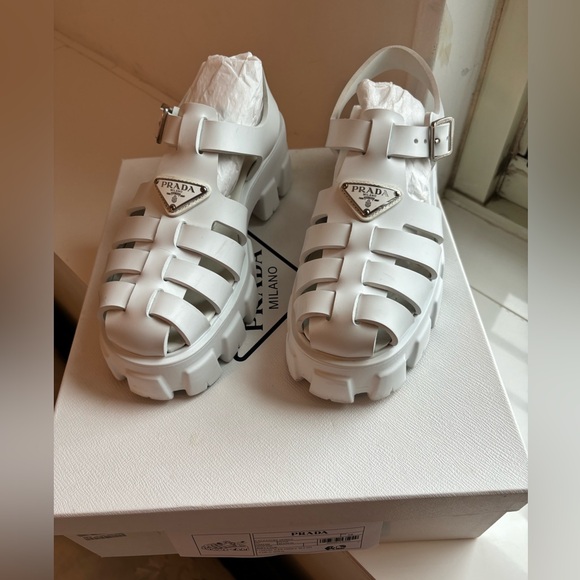 PRADA Rubber Monolith sandals in White - Picture 5 of 9